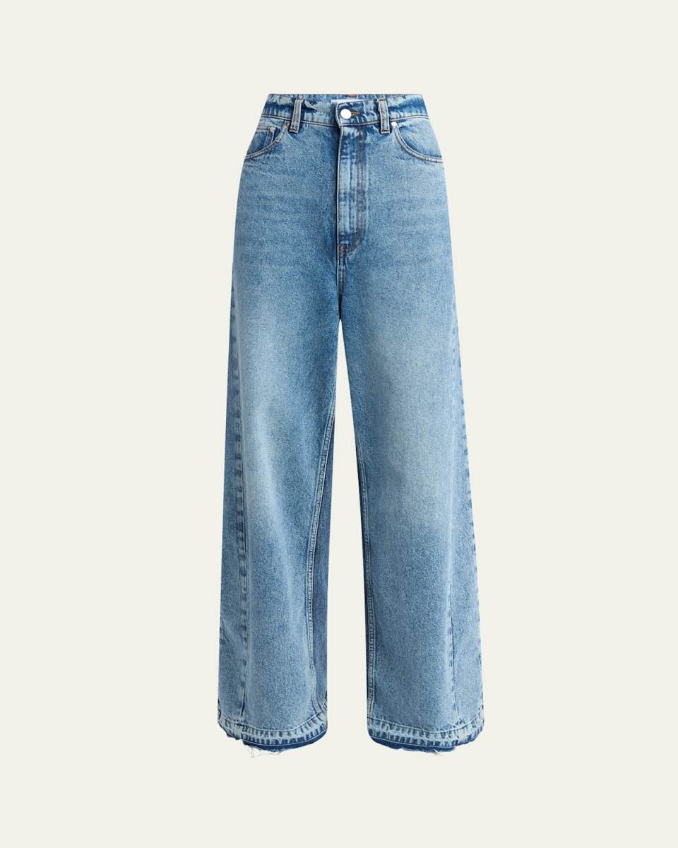 Two Tonal Paneled Wide Leg Jeans
